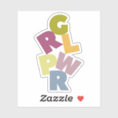 Sticker GRL PWR Lettres colorées Féminisme (Feuille)