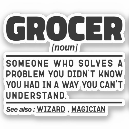 Sticker Grocer Noun Définition Épicerie Conception minimal (Recto)