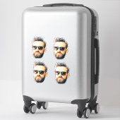 Sticker Groom's Face Funny Bachelorette Party 4 Faces (Sur valise)