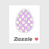 Sticker Groovy Checkerboard Easter Egg Pastel Retro  (Feuille)