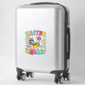 Sticker Groovy Funny Rabbit Egg Chick Easter Squad Day Men (Sur valise)
