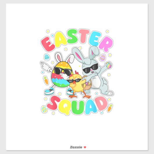 Sticker Groovy Funny Rabbit Egg Chick Easter Squad Day Men (Feuille)