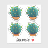 Sticker Gros cactus vert rond Conception Succulente (Feuille)