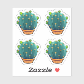 Sticker Gros cactus vert rond Conception Succulente