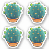 Sticker Gros cactus vert rond Conception Succulente (Devant)