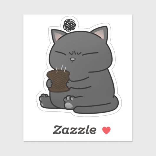 Sticker Gros Chat noir Grillé Toast Brûlé (Feuille)