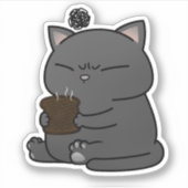 Sticker Gros Chat noir Grillé Toast Brûlé (Devant)