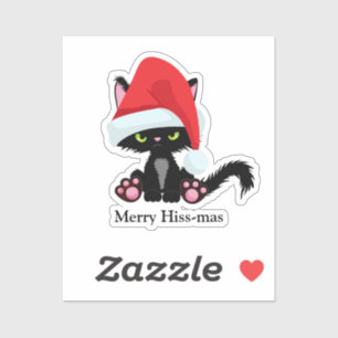 Sticker Gros Grumpy Chat Noir Noël