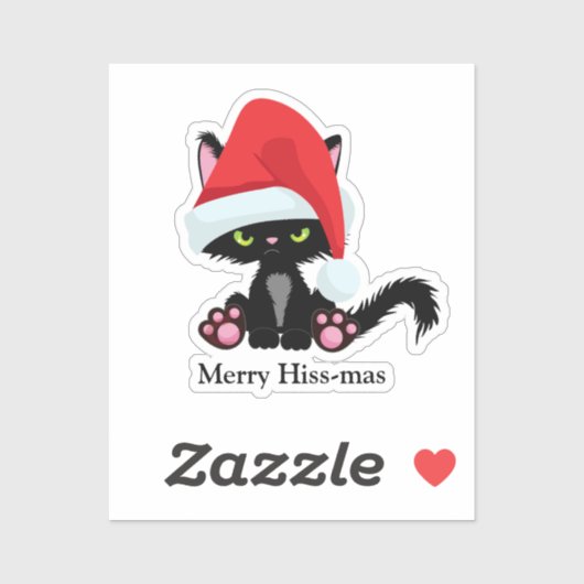 Sticker Gros Grumpy Chat Noir Noël (Feuille)