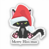 Sticker Gros Grumpy Chat Noir Noël (Recto)