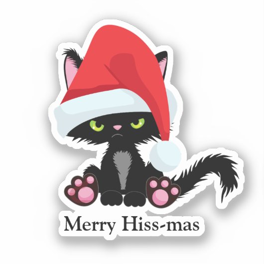 Sticker Gros Grumpy Chat Noir Noël (Recto)