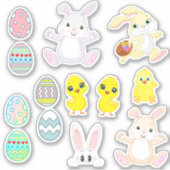 Sticker Gros lapins, poules et Oeufs de Pâques (Devant)