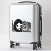 Sticker Gros oeil Goth girl Maison hantée Art original (Sur valise)