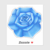 Sticker Gros Rose bleu vibrant blanc Points forts (Feuille)