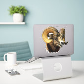 Sticker Grosse Corne Ram Mountain Sheep (Ordinateur portable sur le bureau)