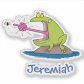 Sticker Grosse grenouille verte drôle avec humour de dessi (Devant)