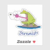 Sticker Grosse grenouille verte drôle avec humour de dessi (Feuille)