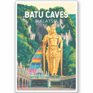 Sticker Grottes de Batu Malaisie Illustration Art de voyag