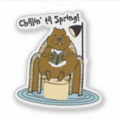 Sticker Groundhog Bookworm attend le printemps (Devant)