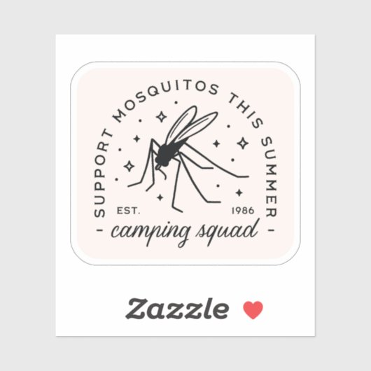 Sticker Groupe de camping moustique drôle voyage de camp d (Feuille)