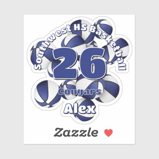 Sticker groupe de couleurs bleu équipe basket-ball nom des (Feuille)