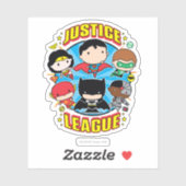 Sticker Groupe de la Ligue de la justice de Chibi (Feuille)