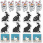 Sticker Groupe de lapins lapins de Pâques blancs noirs (Devant)