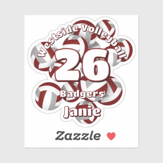 Sticker groupe de volley-ball gris marron nom de l'équipe (Feuille)