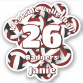 Sticker groupe de volleyballs noirs marron nom de l'équipe (Devant)