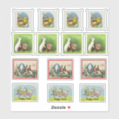 Sticker Groupe Différents lapins lapins de Pâques Baby Chi (Feuille)