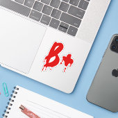 Sticker Groupe sanguin B+ Positif #Hôpital d'horreur (Ordinateur portable avec iPhone)