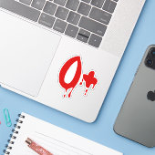 Sticker Groupe sanguin O+ Positif #Hôpital d'horreur (Ordinateur portable avec iPhone)