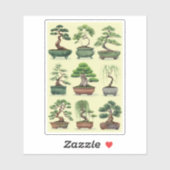 Sticker groupement d'arbres bonsaïs (Feuille)