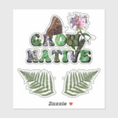 Sticker "Grow Native !" avec des feuilles fougères (Feuille)
