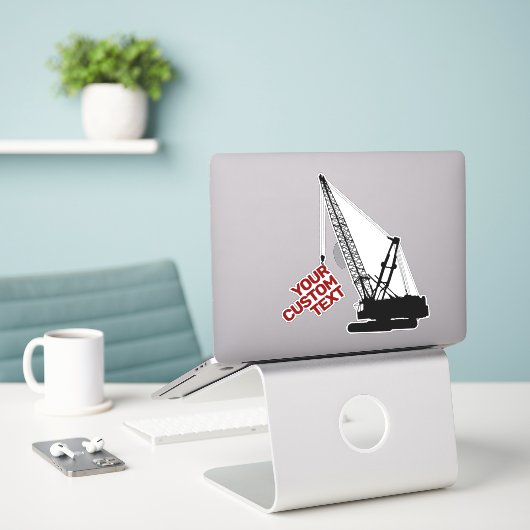 Sticker Grue de construction (Ordinateur portable sur le bureau)