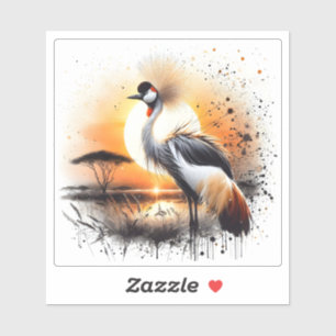 Sticker Grue majestueuse au coucher du soleil près d'une s