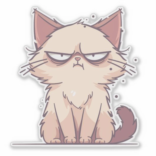 Sticker Grumpy Cat Anime Chibi Mème (Devant)
