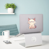 Sticker Grumpy Cat Anime Chibi Mème (Ordinateur portable sur le bureau)