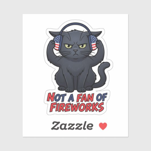 Sticker Grumpy Cat n'aime pas les feux d'artifice du 4 jui (Feuille)