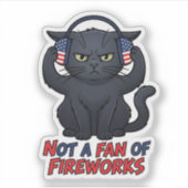 Sticker Grumpy Cat n'aime pas les feux d'artifice du 4 jui (Devant)