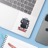 Sticker Grumpy Cat n'aime pas les feux d'artifice du 4 jui (Ordinateur portable avec iPhone)