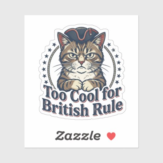 Sticker Grumpy Cat Trop Cool pour la Règle Britannique 4 J (Feuille)