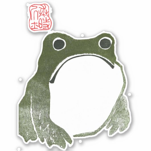 Sticker Grumpy Grenouille japonaise crapaud 19ème siècle (Devant)