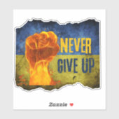 Sticker Grunge N'Abandonne Jamais L'Ukraine Flamme Le Viny (Feuille)