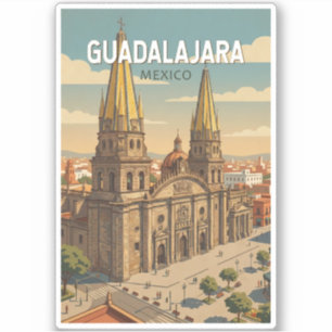 Sticker Guadalajara Mexique Illustration Voyage Art Vintag