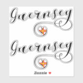 Sticker Guernesey Drapeau Conception de scripts cardiaques (Feuille)