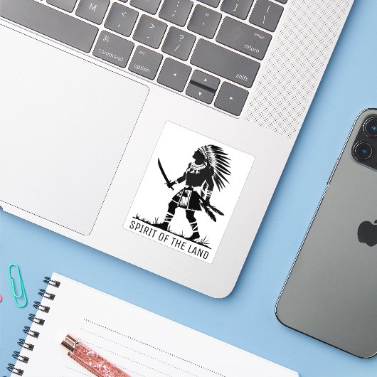 Sticker Guerrier amérindien (Ordinateur portable avec iPhone)