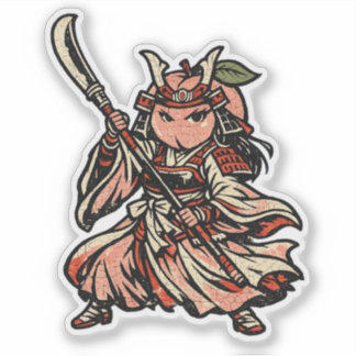 Sticker Guerrière Princesse Pêche — Femme Fruit Drôle
