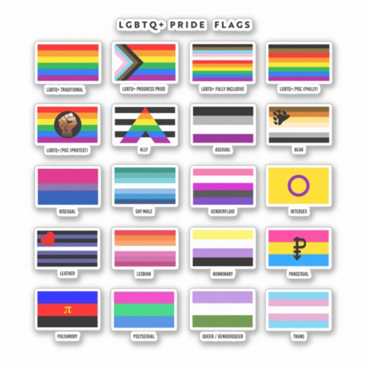 Sticker Guide complet de l'indicateur LGBTQ+ Pride (Devant)