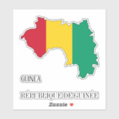 Sticker Guinée - Carte du drapeau patriotique (Feuille)